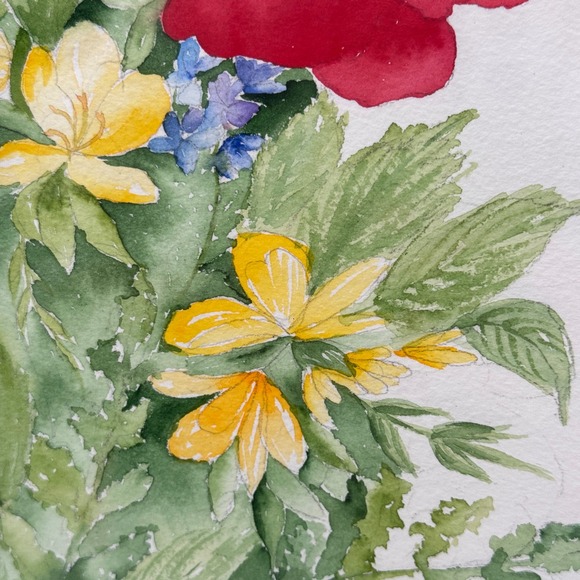 Large Original Poppy Floral Watercolor Painting 23x26 - Picture 6 of 10